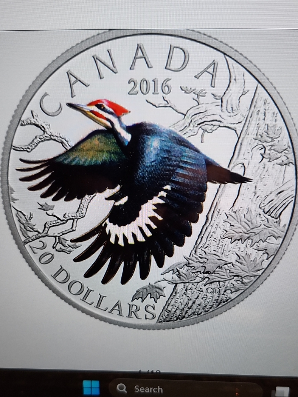 Canada 2016 Pileated Woodpecker Collectible Coin - Black & Red Accents